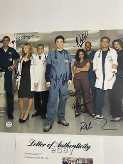 Casting de Scrubs signé 11x14 Braff Faison Chalke autographe PSA COA Rare Full LOA