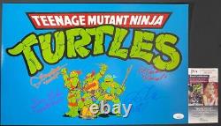 Casting original des 4 Tortues Ninja Adolescentes Mutantes signé Poster 11x17 avec certificat d'authenticité de la JSA