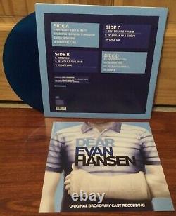 Cher Evan Hansen Double Vinyle Bleu 2 LP Signé par les 13 membres originaux de la distribution de Broadway.