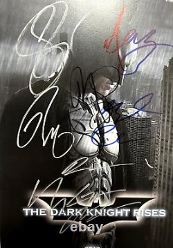 Dark Knight Lèves Cast Affiche Signée Bale Hardy Caine Oldman Autographes Freeman