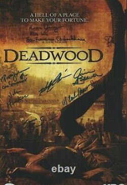 Deadwood Cast Signé 12x18 John Hawkes W. Earl Brown +5 Authentic Auto Jsa Coa