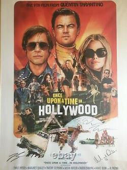 Encore Un Temps En Hollywood Cast Signé Poster Quentin Tarantino 2019 Nouveau