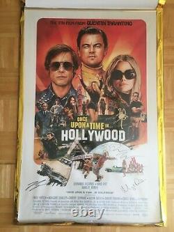 Encore Un Temps En Hollywood Cast Signé Poster Quentin Tarantino 2019 Nouveau