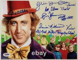Gene Wilder + 5 Willy Wonka Kids Cast Signé 8x10 #3 Photo (a) Psa/dna Loa