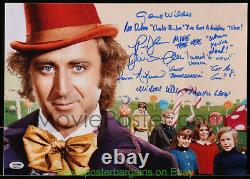 Gene Wilder Autographié 12x17 Photo Et Wonka And The Willy Chocolate Factory Cast