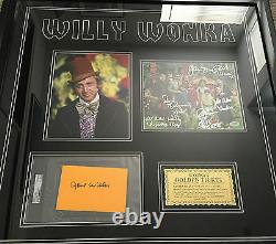 Gene Wilder Signé Willy Wonka Full Cast 8x10 Photo & Golden Ticket Encadré Psa