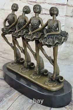 Groupe De Danseurs De Ballerine Chaud Cast Signé Original Milo Bronze Sculpture Statue