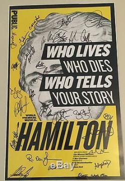 Hamilton Cast Signe 14x22 Carte Fenêtre Off-broadway Lin Manuel Miranda Coa