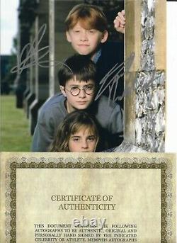 Harry Potter Cast Of 3 Autographié 8 X 10 Signé Photo Holo Coa
