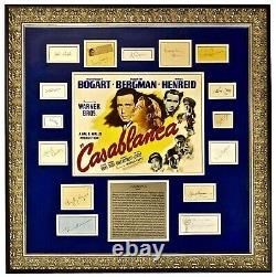 Humphrey Bogart Monumental Autographié Signé Casablanca Crédité Cast Encadré