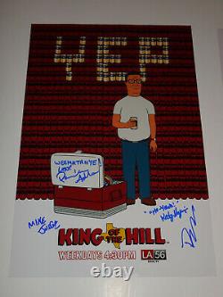 King Of The Hill Cast Signé X4 Autographié 12x18 Photo Affiche Mike Judge Adlon