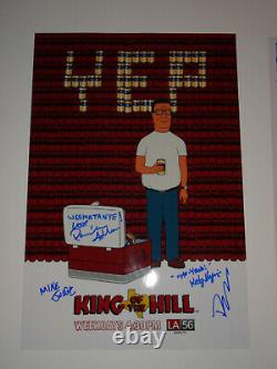 King Of The Hill Cast Signé X4 Autographié 12x18 Photo Affiche Mike Judge Adlon