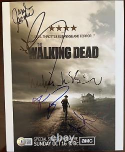 L'équipe de The Walking Dead signe x 5, Andrew Lincoln, Reedus, etc avec certificat d'authenticité Beckett