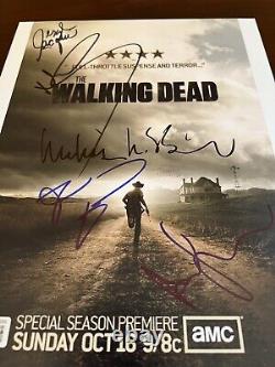 L'équipe de The Walking Dead signe x 5, Andrew Lincoln, Reedus, etc avec certificat d'authenticité Beckett