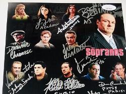 La photo signée 8x10 (encadrée & montée) de la distribution des Soprano! 14 autographes Jsa!