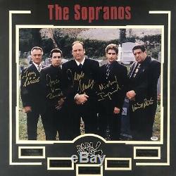 Les Sopranos Cast Autographié Encadrée 16x20 Psa Pleine Loa Gandolfini + 4 Plus