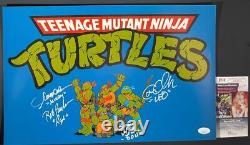 Les Tortues Ninja Mutantes Adolescentes Affiche originale signée par le casting original des 4 Tortues Ninja de format 11x17 pouces avec certificat d'authenticité JSA.