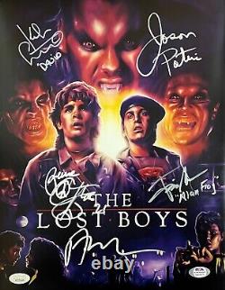 Lost Boys Cast Signé 11x14 Photo Sutherland Feldman Patric Jamison Jsa Insc