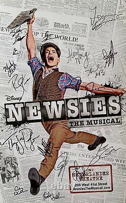 Newsies Original Broadway Cast Signé 14x22 Window Card Jeremy Jordan Coa