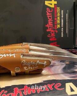 Nightmare Sur Elm Street Gants Signé Par Le Maître De Rêve 4 Cast Freddy Krueger