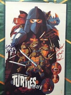 Original 4 Adolescent Mutant Tortues Ninja Signé 11x17 Affiche Tmnt Tom Whalen