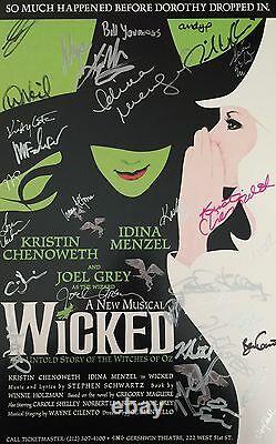 Original Cast Wicked Signe 14x22 Carte Fenêtre Kristin Chenoweth Menzel Idina Coa