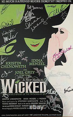 Original Cast Wicked Signe 14x22 Carte Fenêtre Kristin Chenoweth Menzel Idina Coa