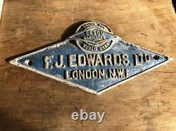 Panneau De Fonte Vintage Original F. J Edwards Ltd Londres Nw1