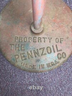 Pennzoil Cast Iron Sign Base Original Motor Oil Gas Station Lollipop