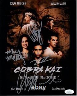 Photo dédicacée 8x10 de la distribution de Cobra Kai William Zabka Mary Mouser Ralph Macchio + JSA