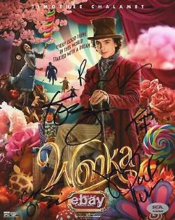 Photo dédicacée 8x10 signée par la distribution de Wonka avec authentification PSA/DNA
