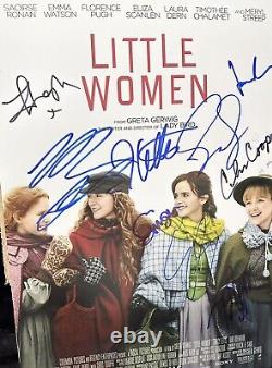 Photo dédicacée d'Emma Watson dans Les Quatre Filles du Docteur March! Autographe du casting 12x18 Florence Pugh Rare