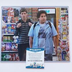 Photo signée 8X10 de Superbad avec Michael Cera et Jonah Hill, certificat d'authenticité Beckett