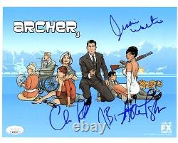 Photo signée 8x10 d'Archer avec les signatures de H Jon Benjamin, Chris Parnell, Jessica Walter JSA