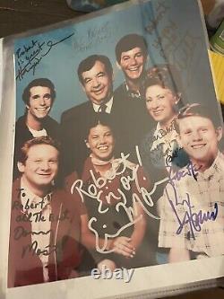 Photo signée 8x10 du casting de Happy Days Ron Howard Tom Bosley Erin Moran Winkler RARE