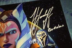 Photo signée Clone Wars 4x avec COA de Matt Lanter, Katee Sackhoff, Ashley Eckstein