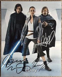 Photo signée du casting de Star Wars, 8x10 avec certificat d'authenticité, Daisy Ridley, Mark Hamill, Adam Driver