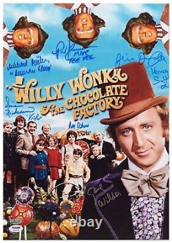 Photo signée du casting de Willy Wonka 12 x 17 incluant Gene Wilder