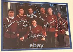 Plaque photo encadrée signée par les héros de la distribution originale de Star Trek LE 1900/2500 COA