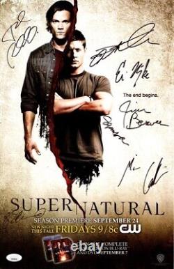 Poster 11X17 Supernatural signé par le casting 7 autographes Ackles Padalecki JSA LOA