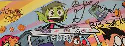 Poster signé par le casting de Teen Titans Go SDCC 2016 Six autographes Livraison gratuite