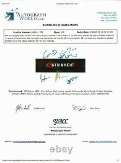 RARE! Photo en couleur 11X14 signée par la distribution de Containment (X6) avec certificat d'authenticité