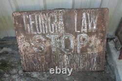 Rare Original Antique Cast Iron Railroad Crossing Sign Georgia Law Stop Insafe