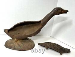 Red Goose Shoes String Twin Holder Cast Iron Peinture Originale Rare Barn Trouver