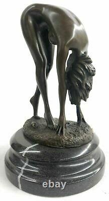 Sculpture De Bronze Signé Original Cast Nu Fille Par Cesaro Statue Figurine