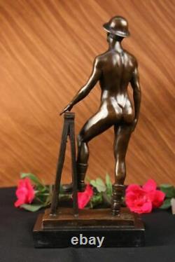 Signé Original Hot Cast Ouvrier Gay Thème Bronze Sculpture Statue