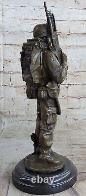 Soldat américain - Moulage à chaud - Sculpture en bronze originale signée - Cadeau de chef-d'œuvre