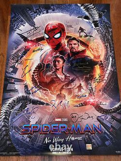 Spider-man No Way Accueil Affiche De Cinéma Cast Signed Première Autographe Tom Holland