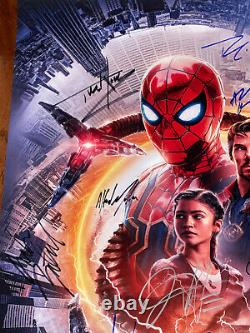 Spider-man No Way Accueil Affiche De Cinéma Cast Signed Première Autographe Tom Holland