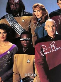 Star Trek Tng 12x12 The Next Generation Cast Original Hand Autographed Photo